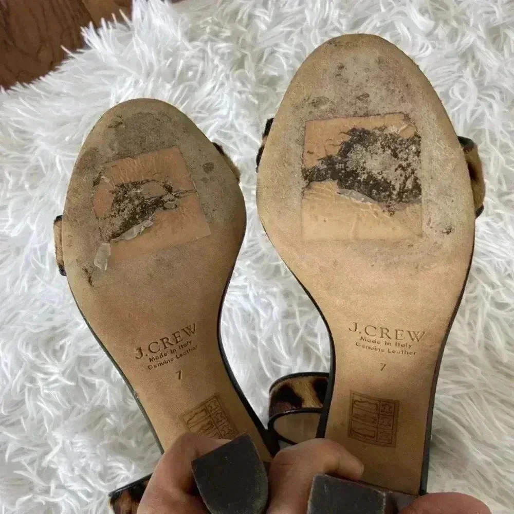 J CREW COLLECTION Lanie Calf-Hair Stacked Heel Shoe 7 - Picture 10 of 11